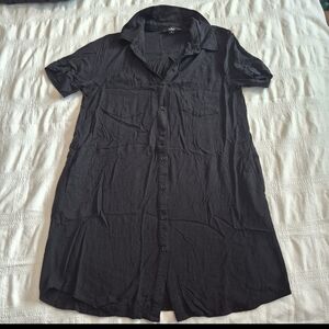 Lulus women's medium black shirt dress, tab cuff sleeve front full button EUC